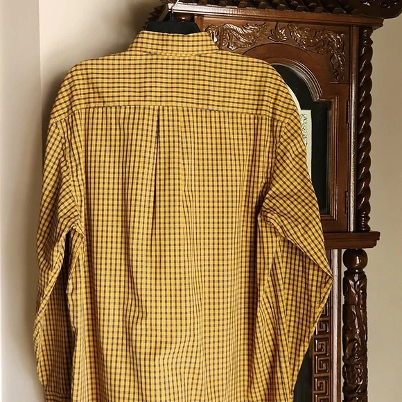 Arrow, Men's gold plaid shirt, long sleeves, like new, Sz L/G - Picture 2 of 8